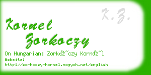 kornel zorkoczy business card